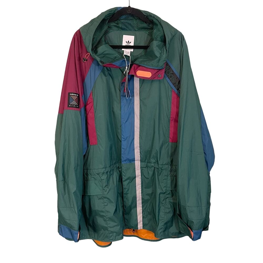Adidas Lite Vintage Windbreaker Jacket Mens 2XL Green Colorblock CD6809 NWT $250